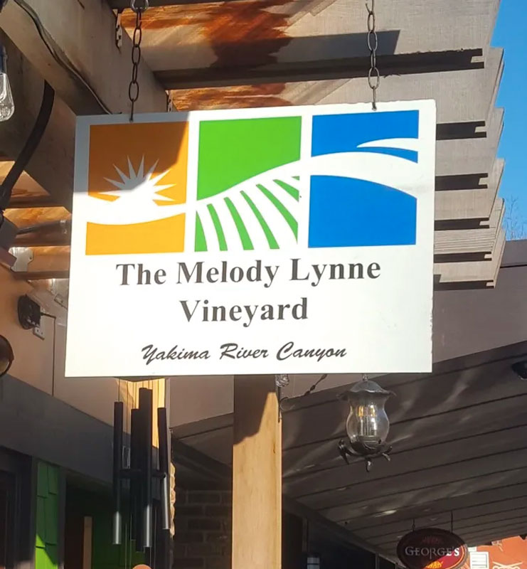 The Melody Lynne Vineyard sign